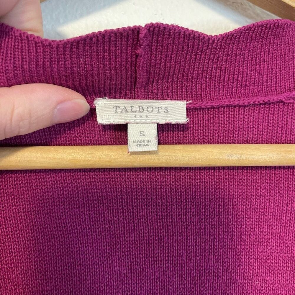 Talbots Scalloped Edged Fuchsia Open Front Cardig… - image 2